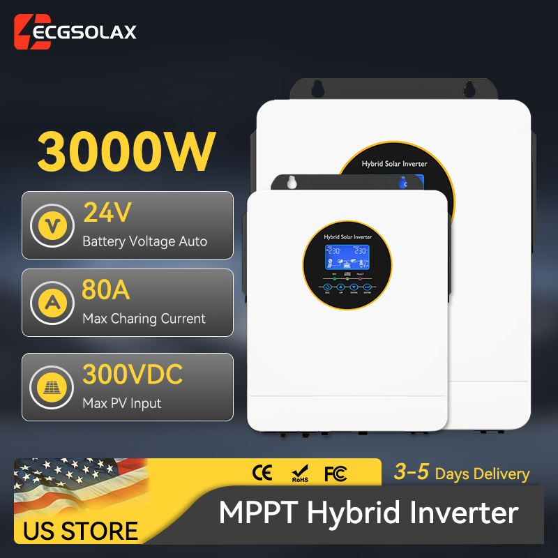 Inverter Pure Sine Wave 60Hz 120V 3000W - Inversor Solar Híbrido ECGSOLAX de 3000W,