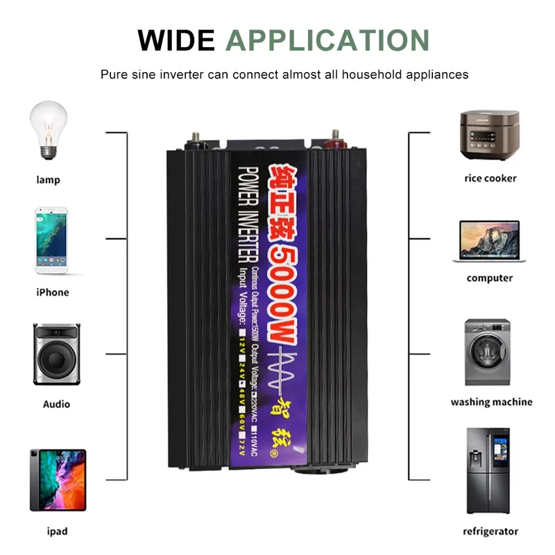 Pure Sine Wave Inverter 5000W 48V 220V - Inversor de Onda Sinusoidal Pura SMARAAD