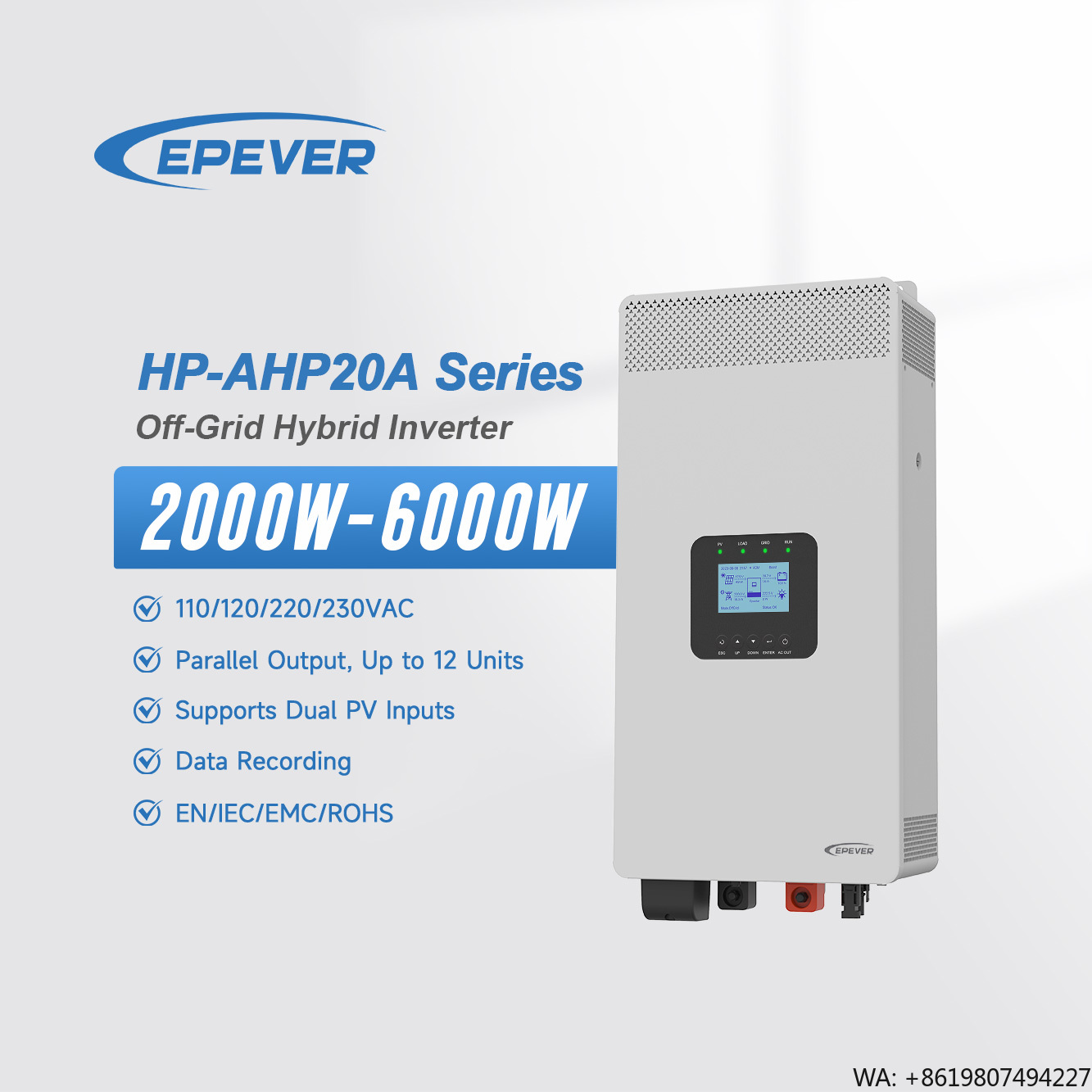 Hybrid Solar Inverter 5.5Kw Mppt 48V - Inversor Epever de CC 24V 48V