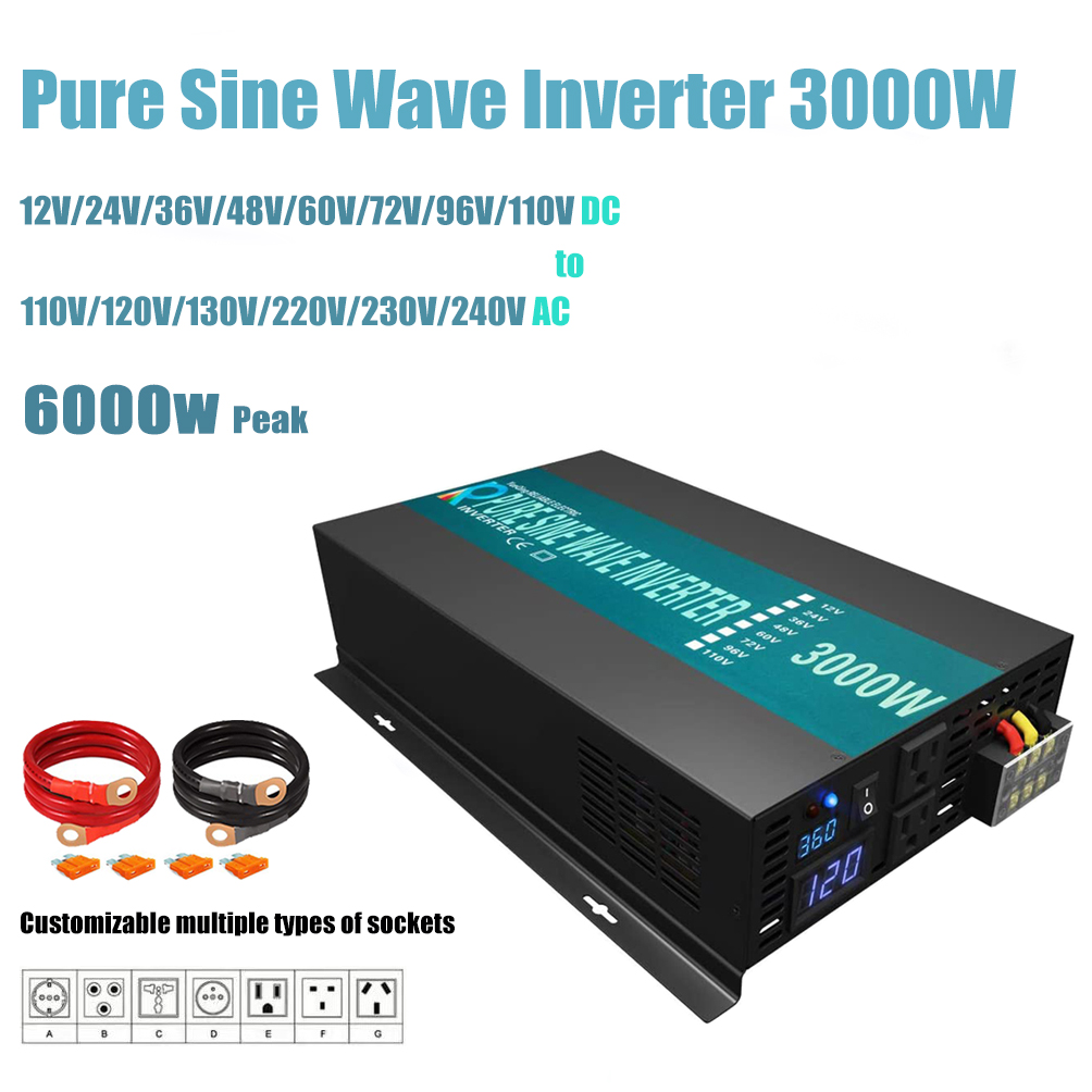 Inverter Pure Sine Wave 60Hz 120V 3000W - Inversor de onda sinusoidal pura fiable,