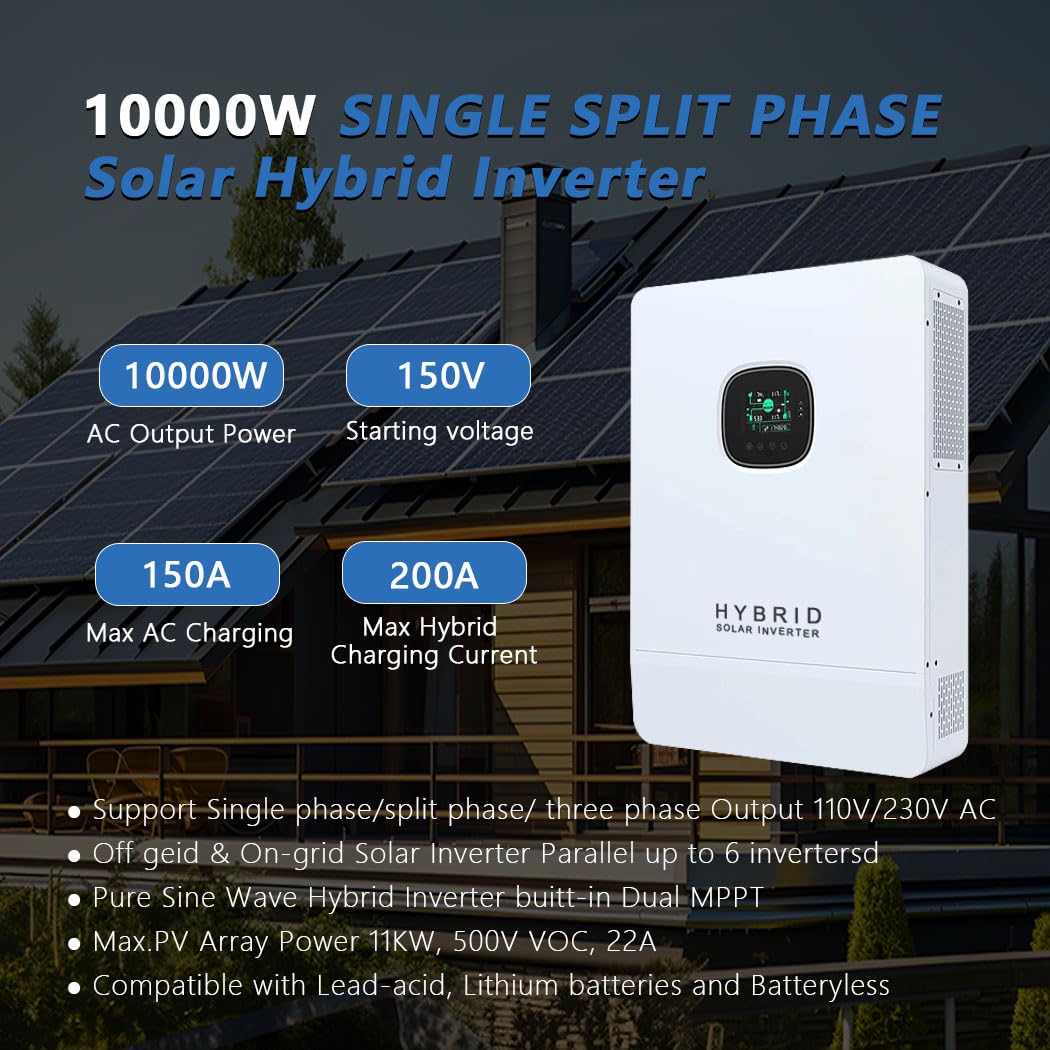 Inversor Solar híbrido Y&H de  - Split Phase Inverter 10Kw 110V 220V reseña y precio