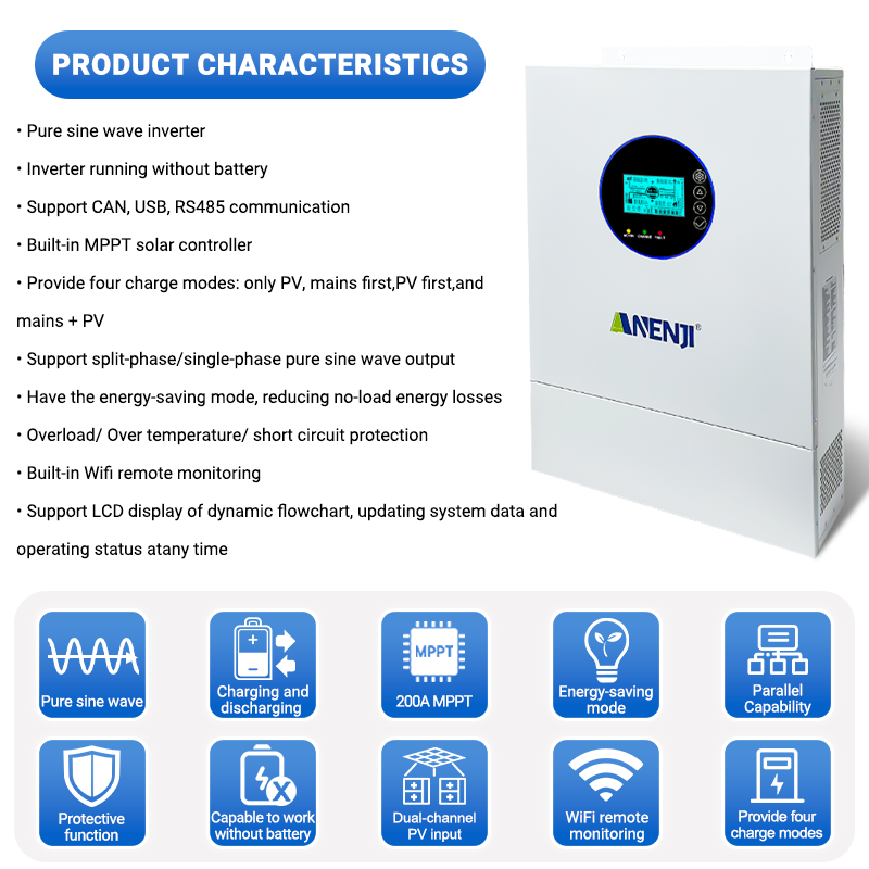 Inversor Solar Híbrido ANENJI  - Off Grid Solar Inverter 48V 6000W reseña y precio