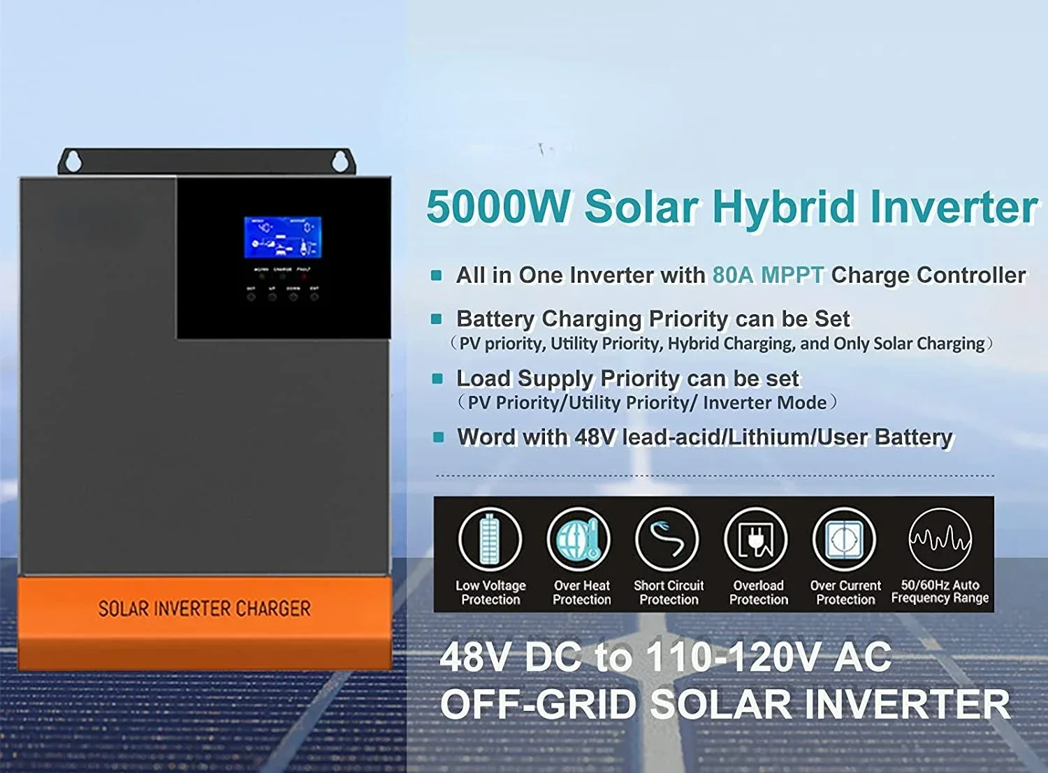 5,5 kW MPPT 100A óptico 220V 4 - Hybrid Solar Inverter 5.5Kw Mppt 48V reseña y precio