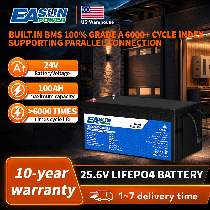 Batería EASUN POWER 24V LiFePO - Grid Tie Inverter Limiter 2000W reseña y precio