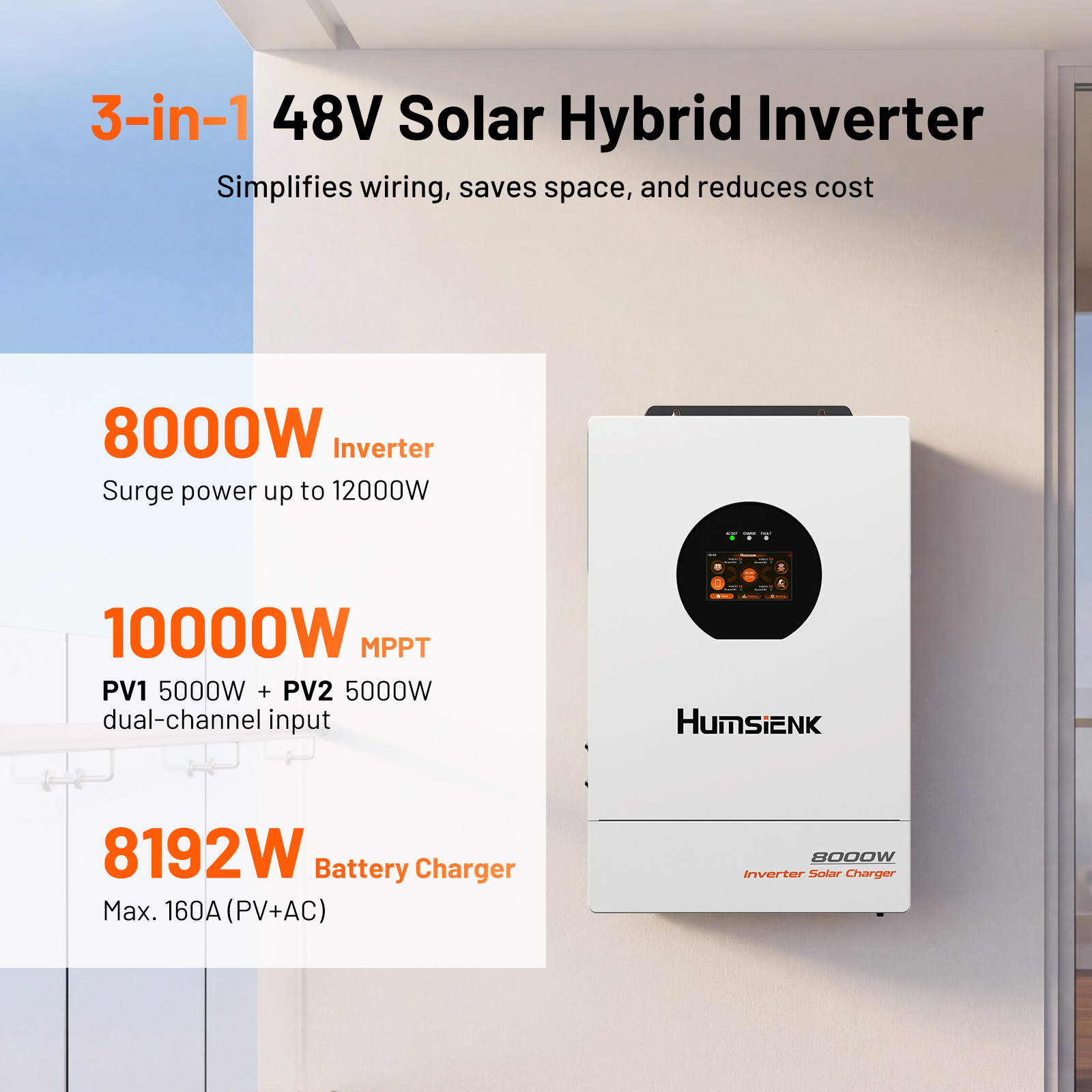Inversor Híbrido Solar Humsien - Mppt Hybrid Inverter 48V 8Kw 3 Phase reseña y precio
