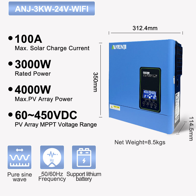 Inversor solar híbrido de onda - Inverter Pure Sine Wave 60Hz 120V 3000W reseña y precio