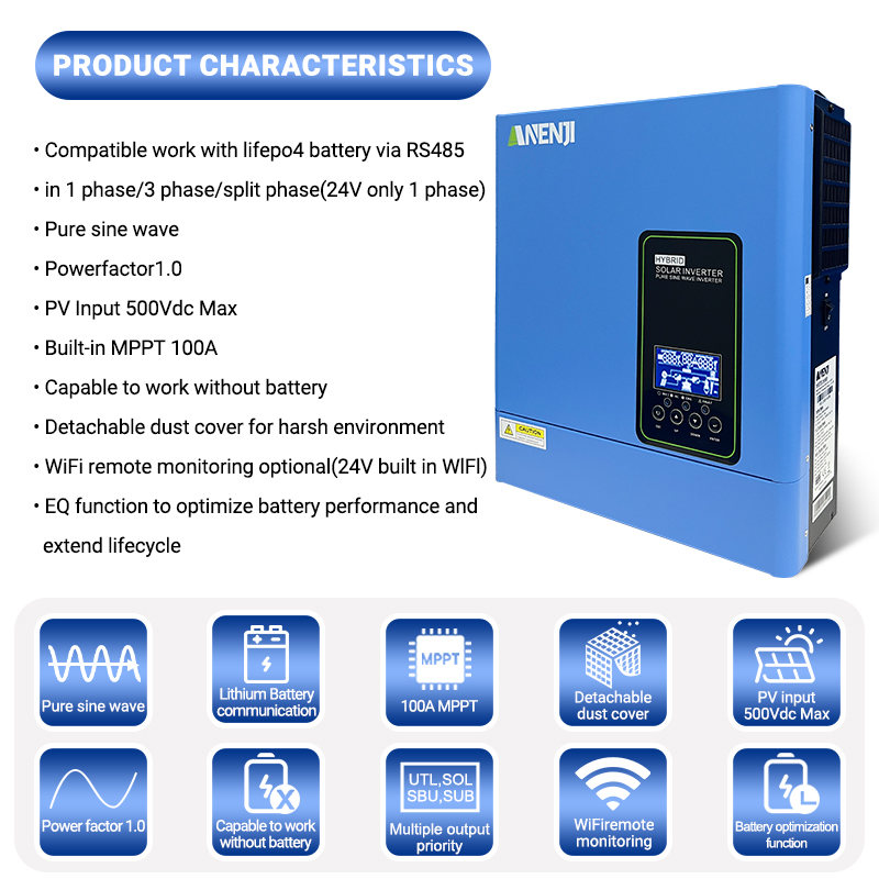 Inversor solar híbrido de onda - Inverter Pure Sine Wave 60Hz 120V 3000W reseña y precio
