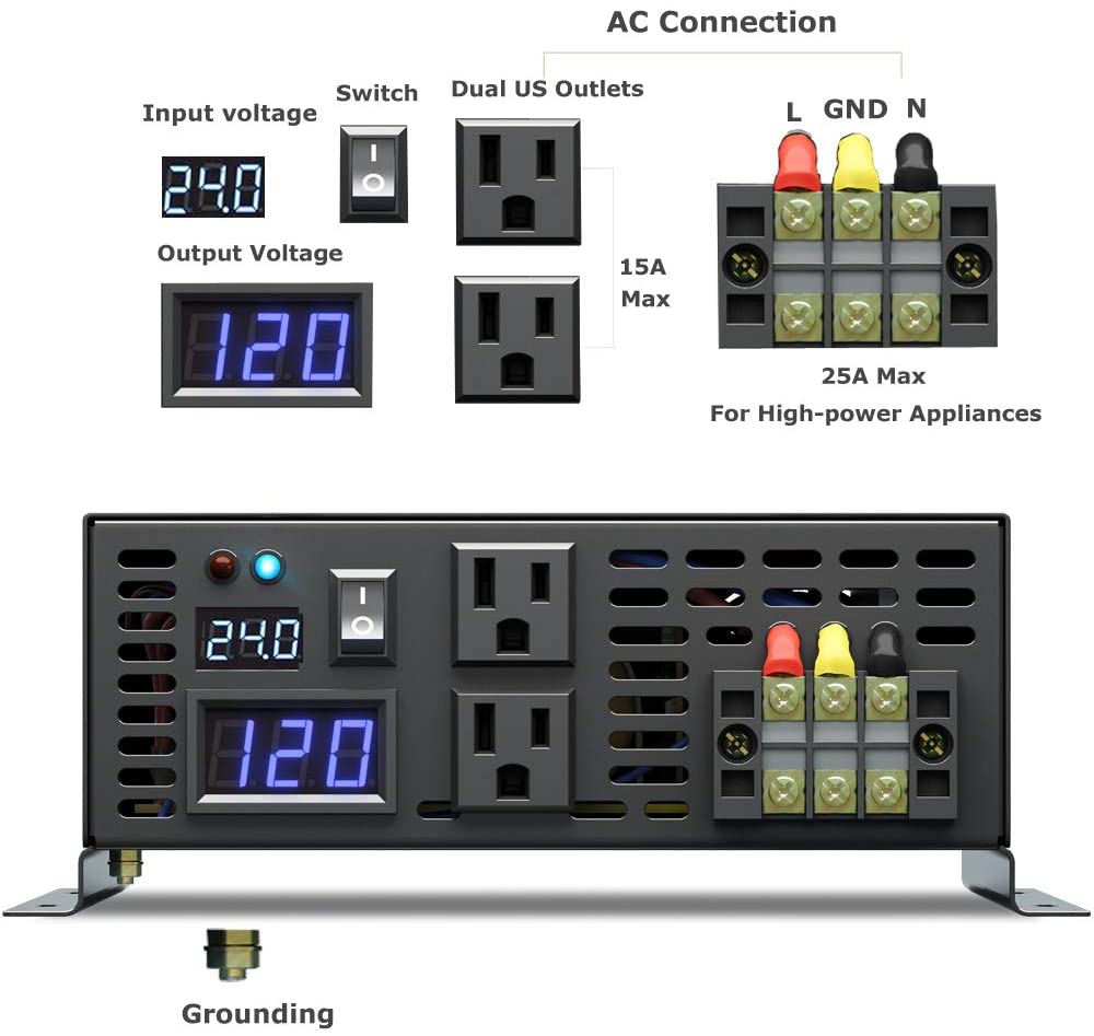 Inversor de onda sinusoidal pu - Inverter Pure Sine Wave 60Hz 120V 3000W reseña y precio
