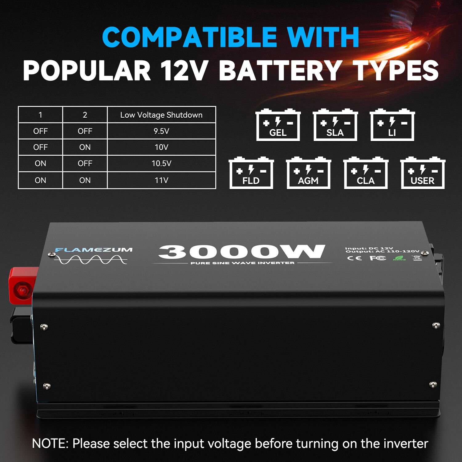Inversor de corriente de onda  - Inverter Pure Sine Wave 60Hz 120V 3000W reseña y precio